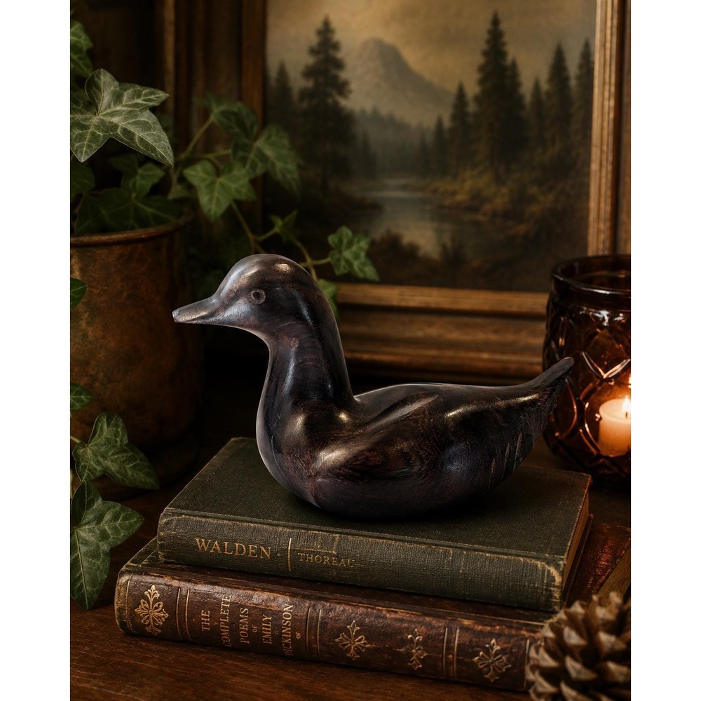 Vintage Hand Carved Ironwood Duck Sculpture